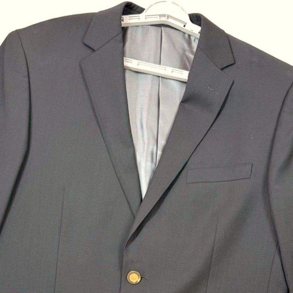 Johnston & Murphy Mens Jacket 42R Black Wool Blazer Gold Vanderbilt Button